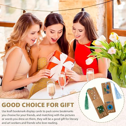 Miniatura 6 de Fumete 50 soportes de resina para marcapáginas de 5.9 x 1.8 pulgadas, fundas de papel kraft para marcapáginas, tarjetas de exhibición para envolver