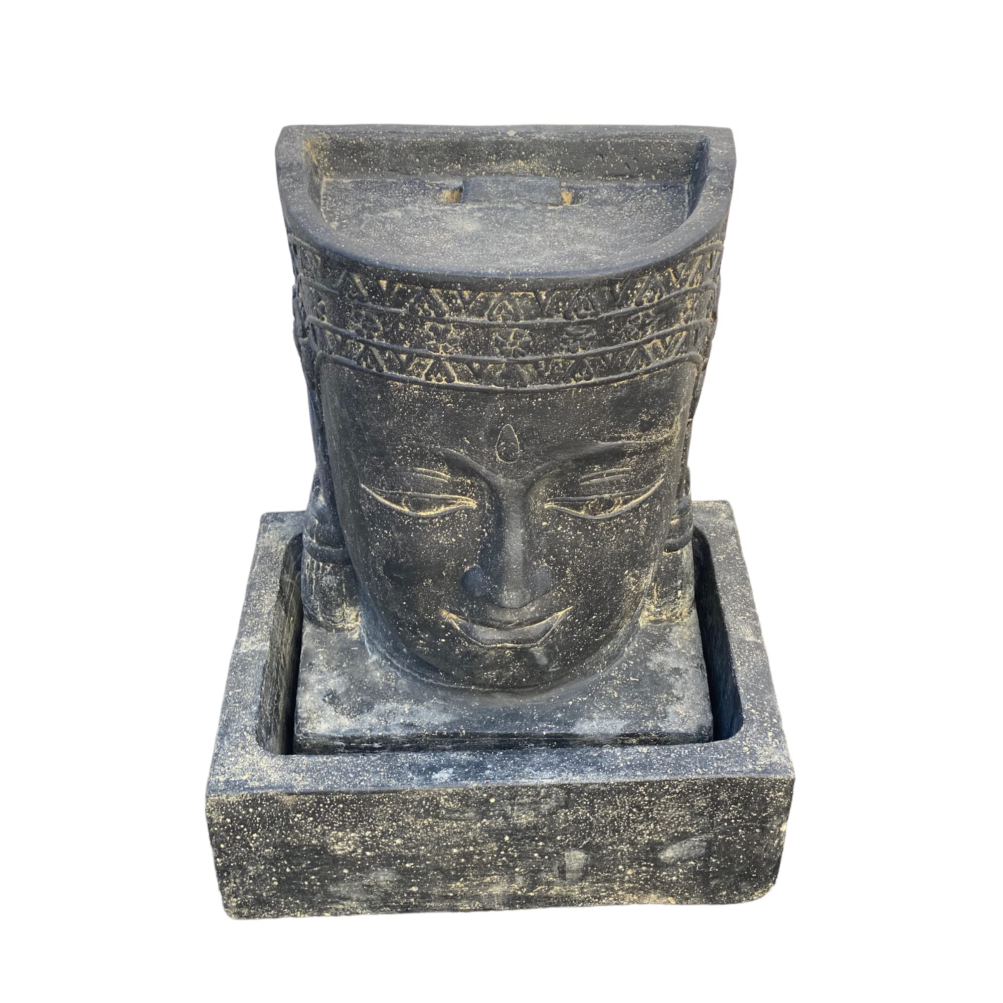 Khmer Head - Fuente de agua (60 x 45 x 40 cm), diseño de cascada de Buda