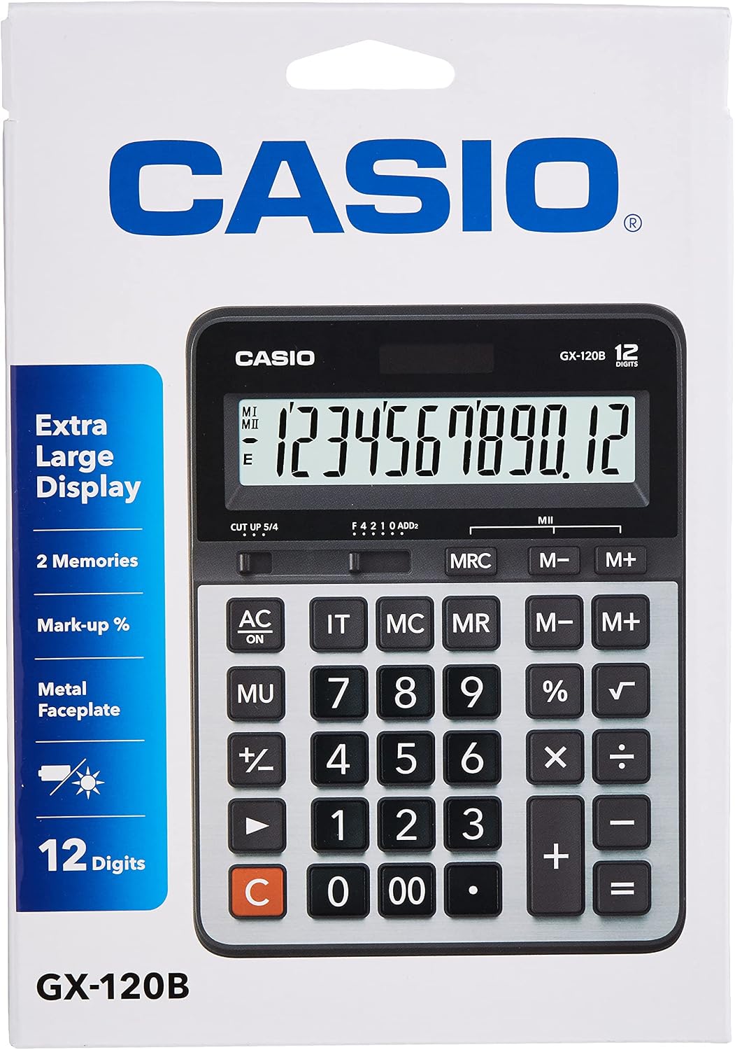 Casio GX-120B Electronic Desktop Calculator with 12-digit Extra Large Display