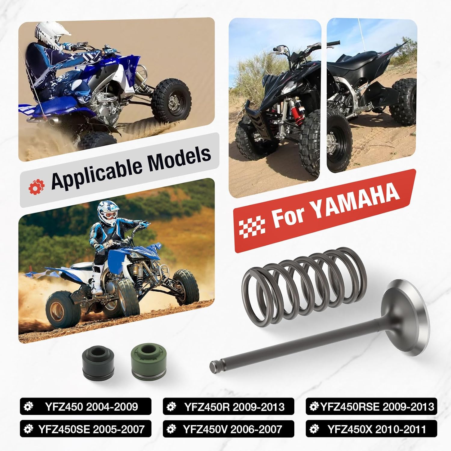 5TA-12111-00-00 Intake Exhaust Valve & Seal Spring For YAMAHA YFZ450 YFZ450R YFZ450V YFZ450SE 2004-2013 5TA-12112-00-00 5TA-12121-00-00