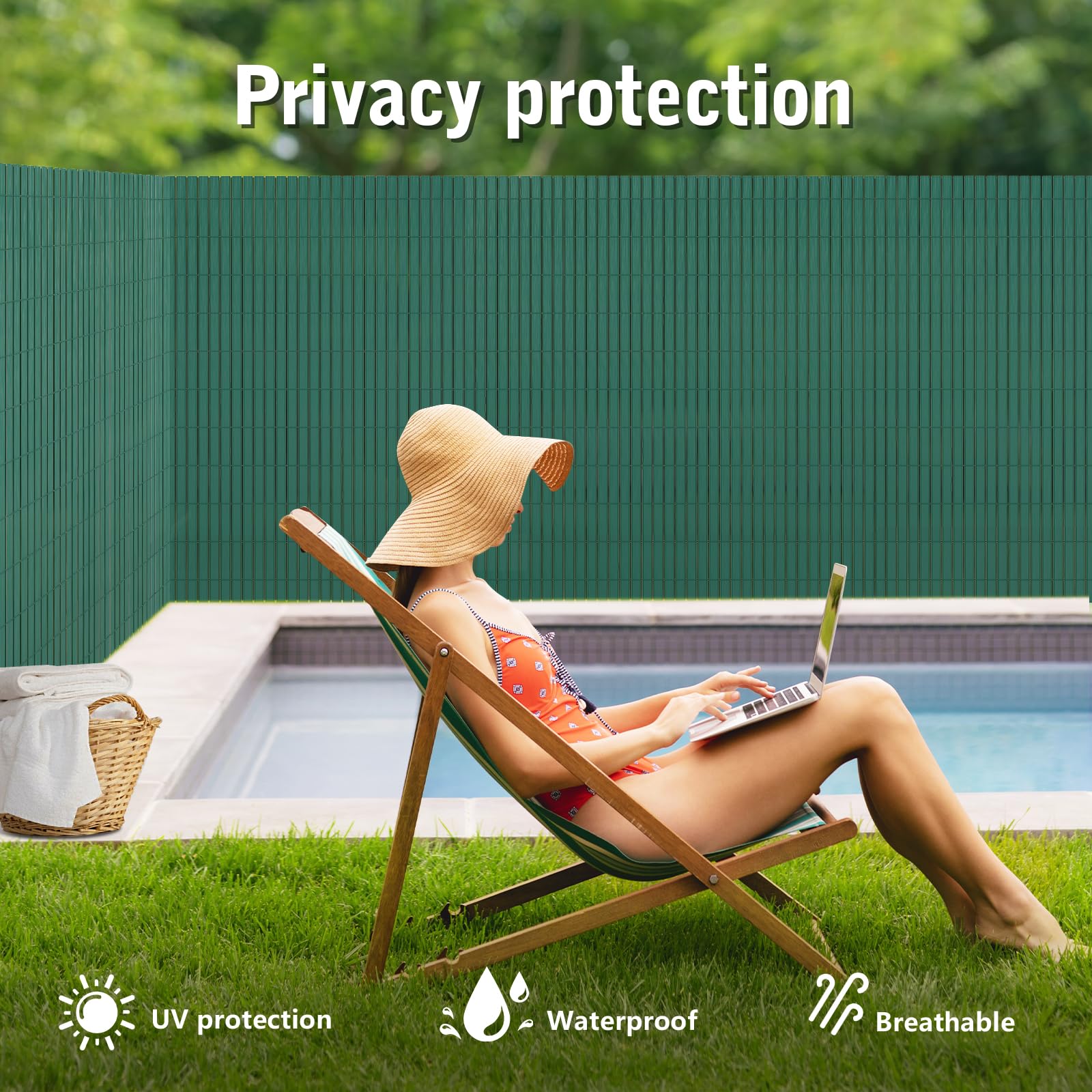 Canisse en PVC 160x300cm, Brise-Vue de Jardin-Balcon-Terrasse-Clôture, Écran de confidentialité, Pare-Brise Extérieure Waterproof et Résistance UV, Habillage de Balcon, Barrière Occultante, Verte