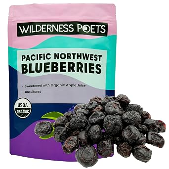 Wilderness Poets, Organic Pacific Northwest-Grown Blueberries Sweetened with Organic Apple Juice - Whole Dried Fruit 2 Pound - 32 Ounce