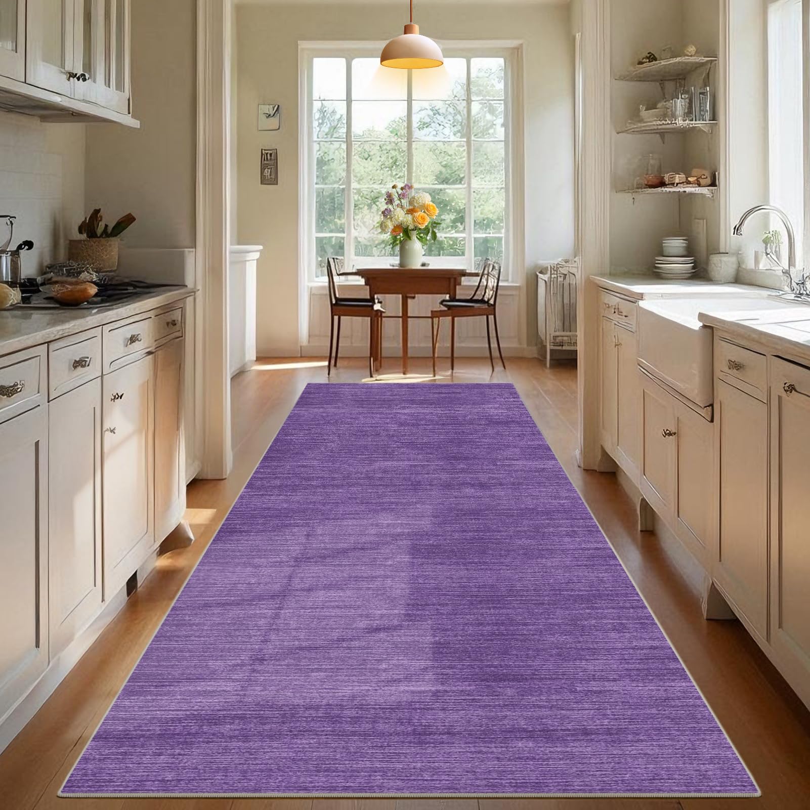 TEHWDAIYOU Long Hallway Runner Rug Non Slip Washable Kitchen Rug Hall Runner Corridor Rugs Floor Mat Narrow Heavy Duty Carpet Runner for Entryway Hallways Kitchen Laundry Room, Purple, 40 x 60 cm