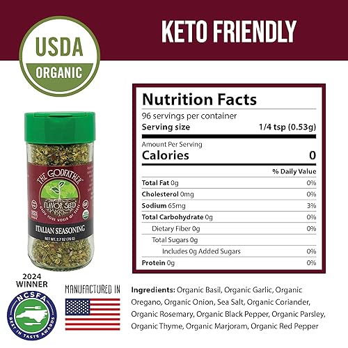 Miniatura 2 de Flavor Seed Godfather - Condimento italiano orgánico para ensalada de pasta, salsas de tomate, coberturas para pizza, ensalada orgánica. Mezcla
