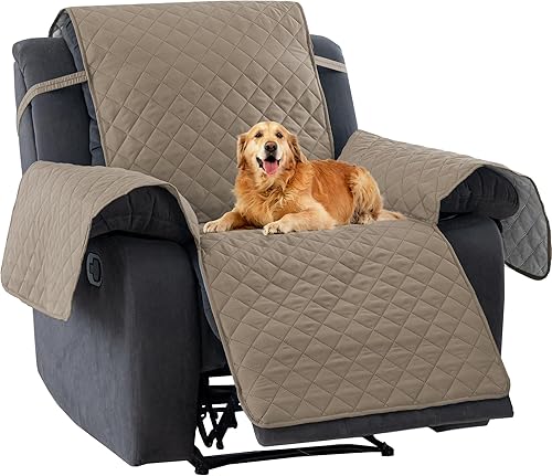 PrinceDeco Funda reclinable reversible, funda de sofá para sala de estar, resistente al agua, protector de muebles con correas elásticas para