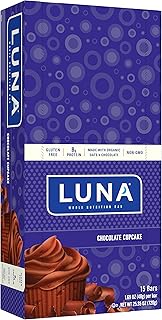 LUNA BAR - Gluten Free Snack Bars - Chocolate Cupcake -8g of protein - Non-GMO - Plant-Based Wholesome Snacking - On the Go Snacks (1.69 Ounce Snack Bars, 15 Count)