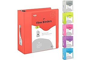 Enday 3 Inch Binder Red Clear View