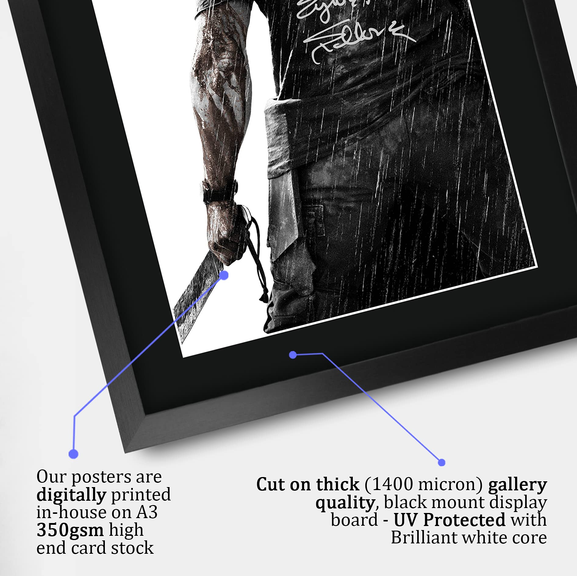 HWC Trading Sylvester Stallone Rambo Gifts USL - Imagen de autógrafo firmada para fanáticos de recuerdos de películas, tamaño carta de EE. UU