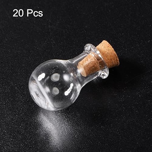 Miniatura 3 de HARFINGTON 20 mini botellas de vidrio con tapones de corcho, pequeños frascos de vidrio en forma de gota de agua, pequeños frascos de vidrio