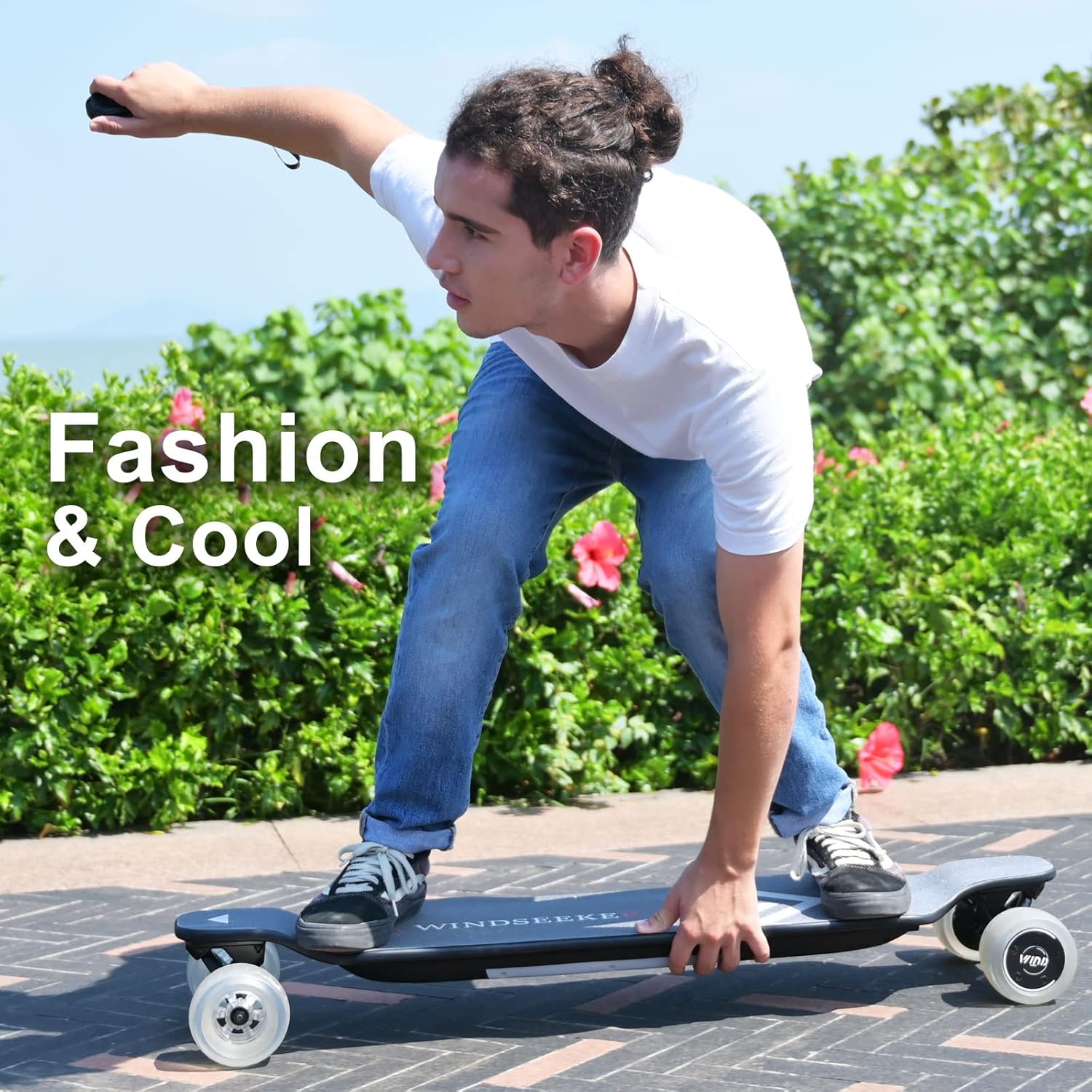 Amazon Crazy 🔥 Deals Windseeker Electric Skateboard with Light，Electric Longboard with Remote Control for Adults, 900W Dual Motor, 27 MPH & 21.8 Miles Range, 6+2 Maple and Carbonized Bamboo，Max Load 330 Lbs