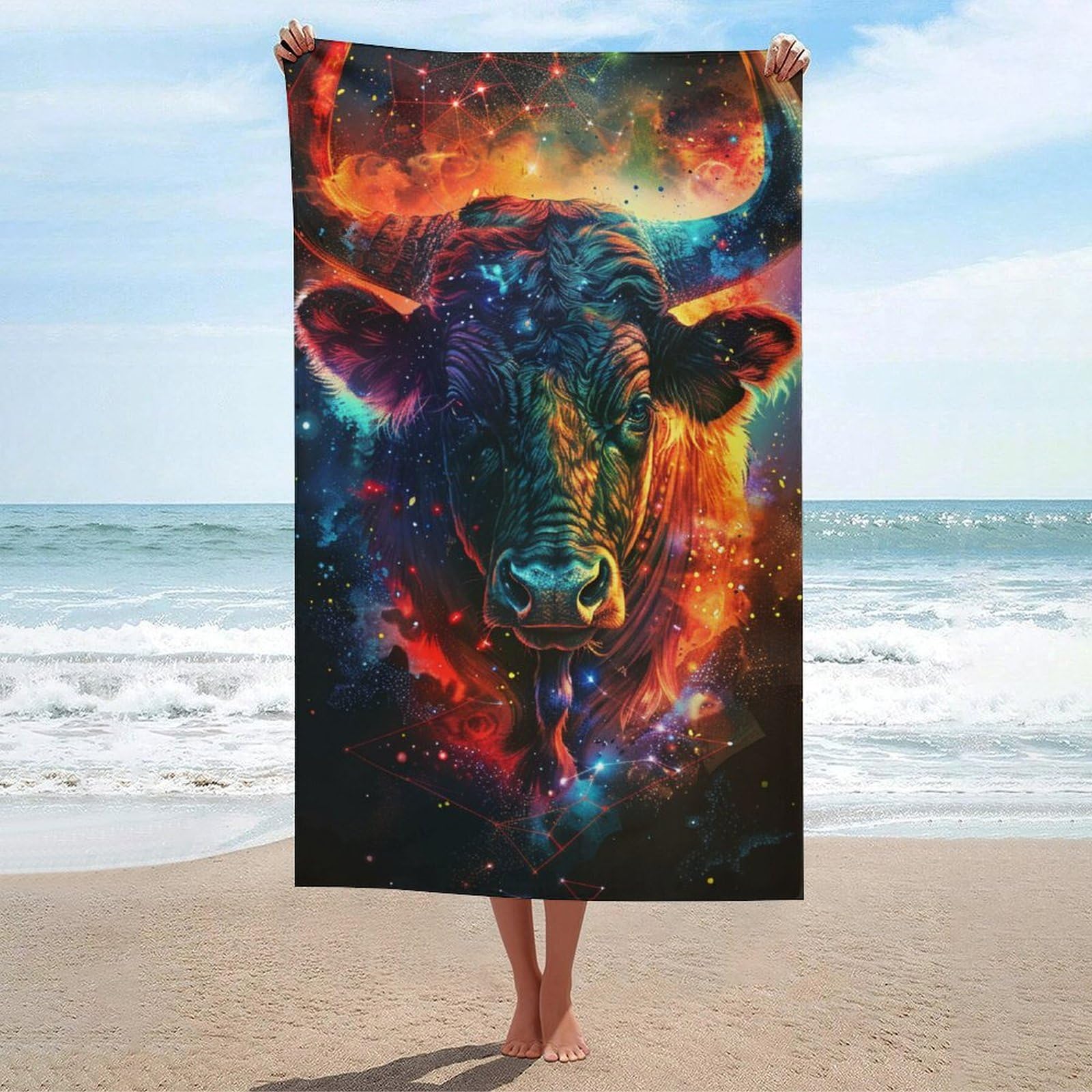 Serviette de plage Cosmic Bull 130x80 cm ultra douce et absorbante