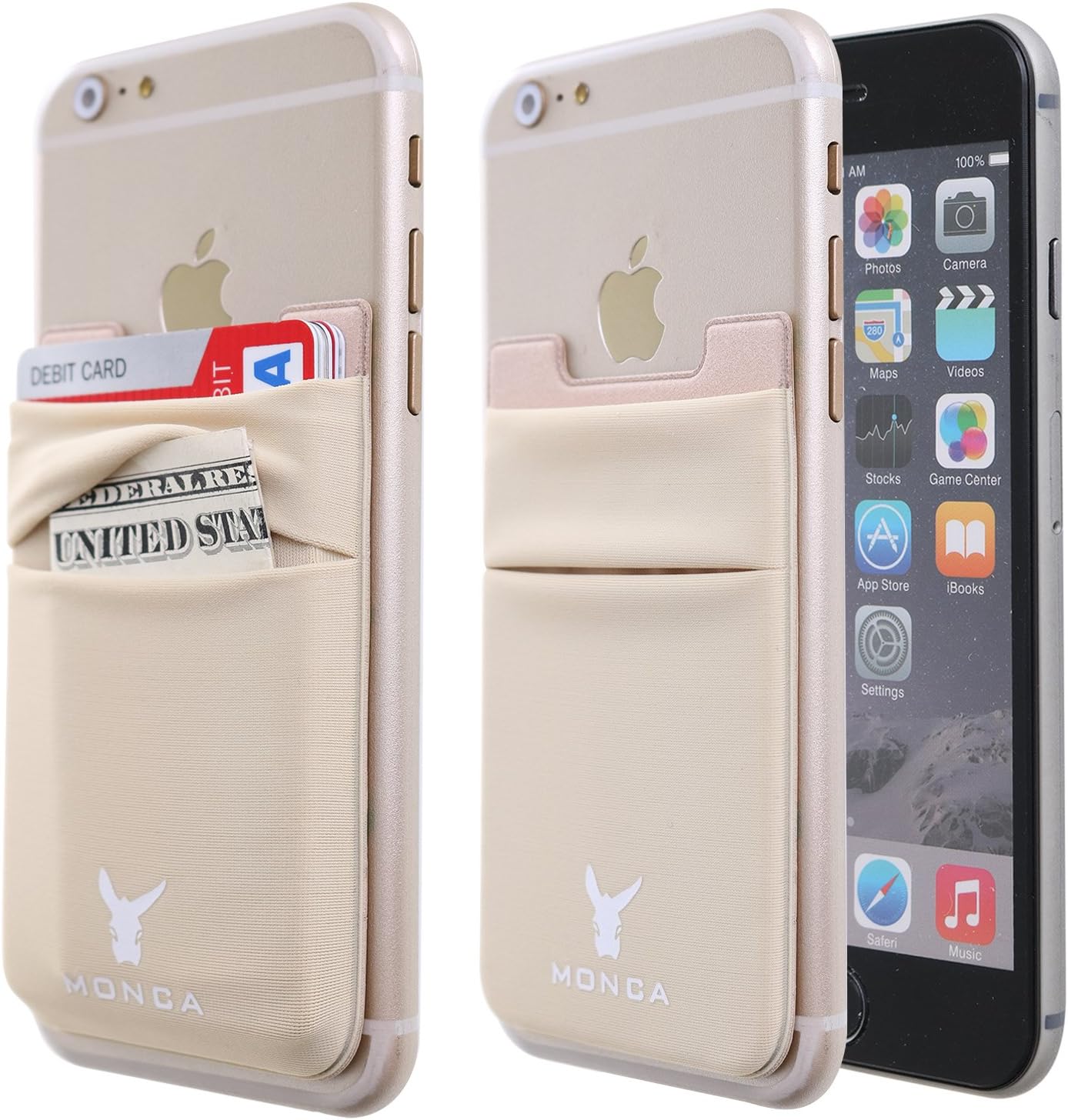 Monca Phone Wallet Stick on, Phone Card Holder for Back of