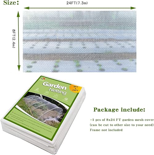 Miniatura 2 de Red de jardín barrera contra plagas, cubiertas para plantas de 8 x 24 pies, mosquitera de malla para pájaros para protección del jardín, red para