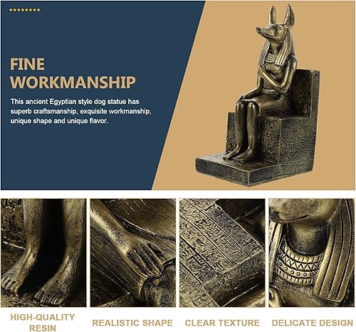 Miniatura 6 de DOITOOL Estatua de Anubis de Chacal Egipcio Antiguo Egipto de Resina Anubis Sentado en el Trono Estatuilla Escultura de Acabado Antiguo para
