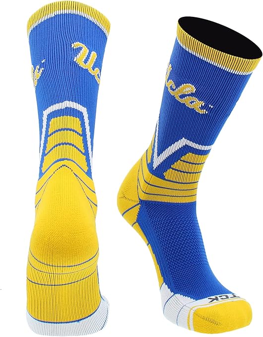 TCK UCLA Bruins Victory Crew Socks (Blue/Gold/White, Large) Amazon.co