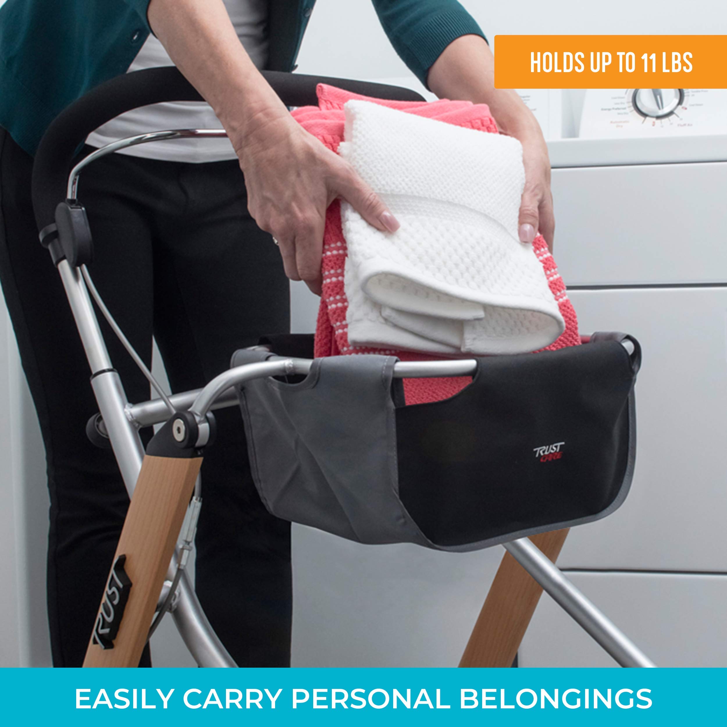 Stander Replacement Bag Accessory, Rolling-Walker Storage Pouch for Adults, Seniors, and Elderly, Machine-Washable Removable Basket, Compatible with Stander's Let's Go Indoor Rollator, Small