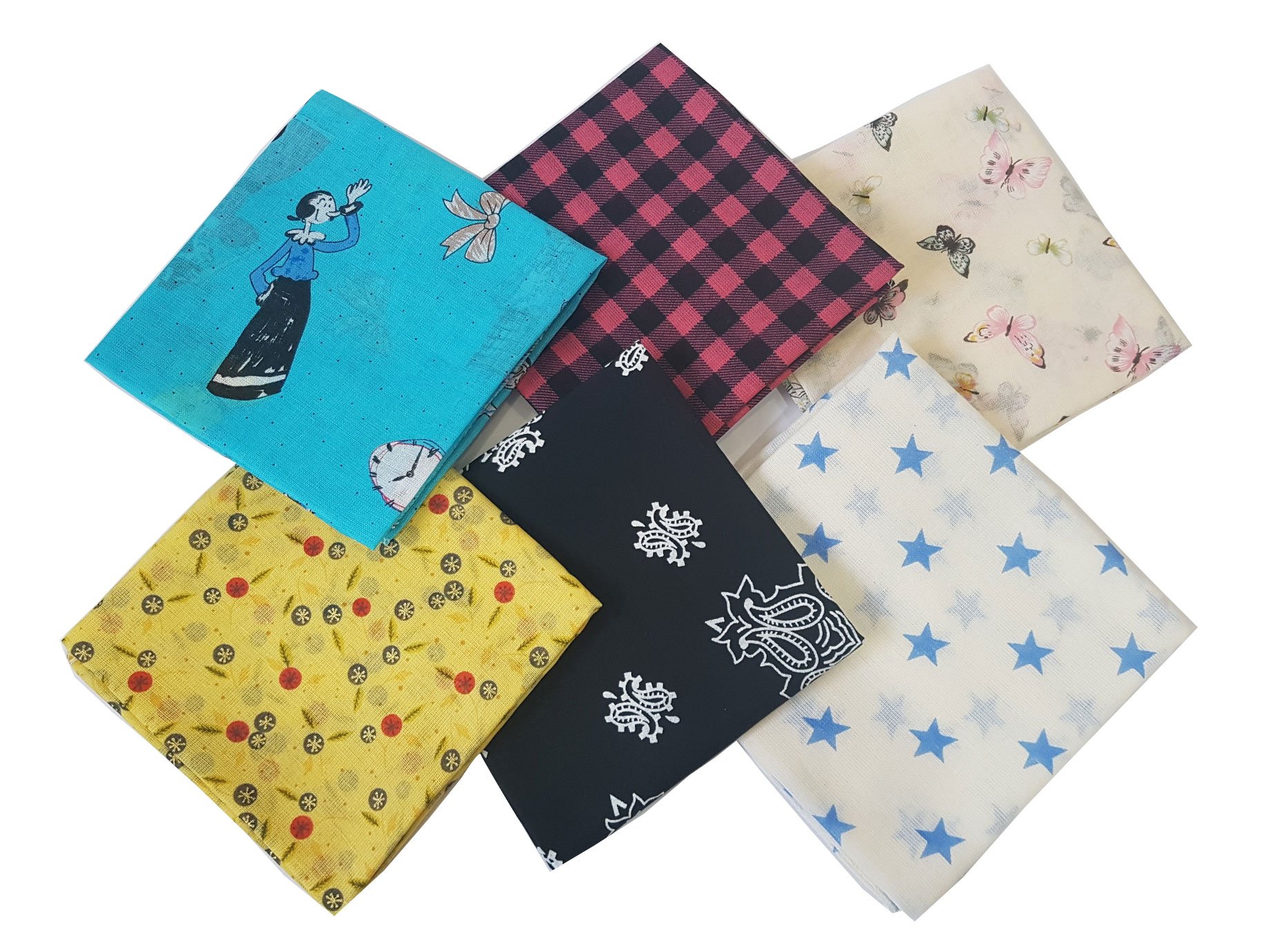 SweetLine Women's Cotton Square Scarf Fashion Scarves Accessories Mixed Set of 6