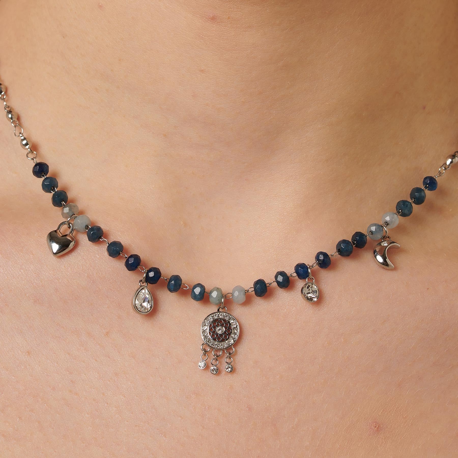 Brosway Collana Donna in Acciaio | Collana Con Cristalli","pietre Naturali E Simbolo Acchiappasogni | Collezione Chakra - BHKN082