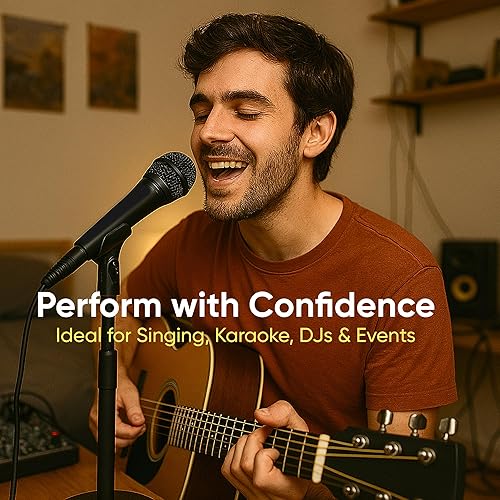 Miniatura 5 de Bowens Micrófono dinámico para cantar con soporte de micrófono ajustable (18-70 pulgadas), pluma de 17 pulgadas, micrófono de mano para altavoces,