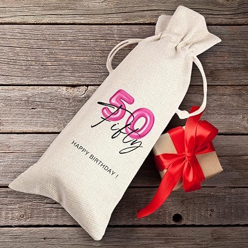 Miniatura 2 de Bolsa de vino de cumpleaños 50  Regalo personalizado de cincuenta para él y ella  Recuerdos de fiesta de 50 cumpleaños 11WB33