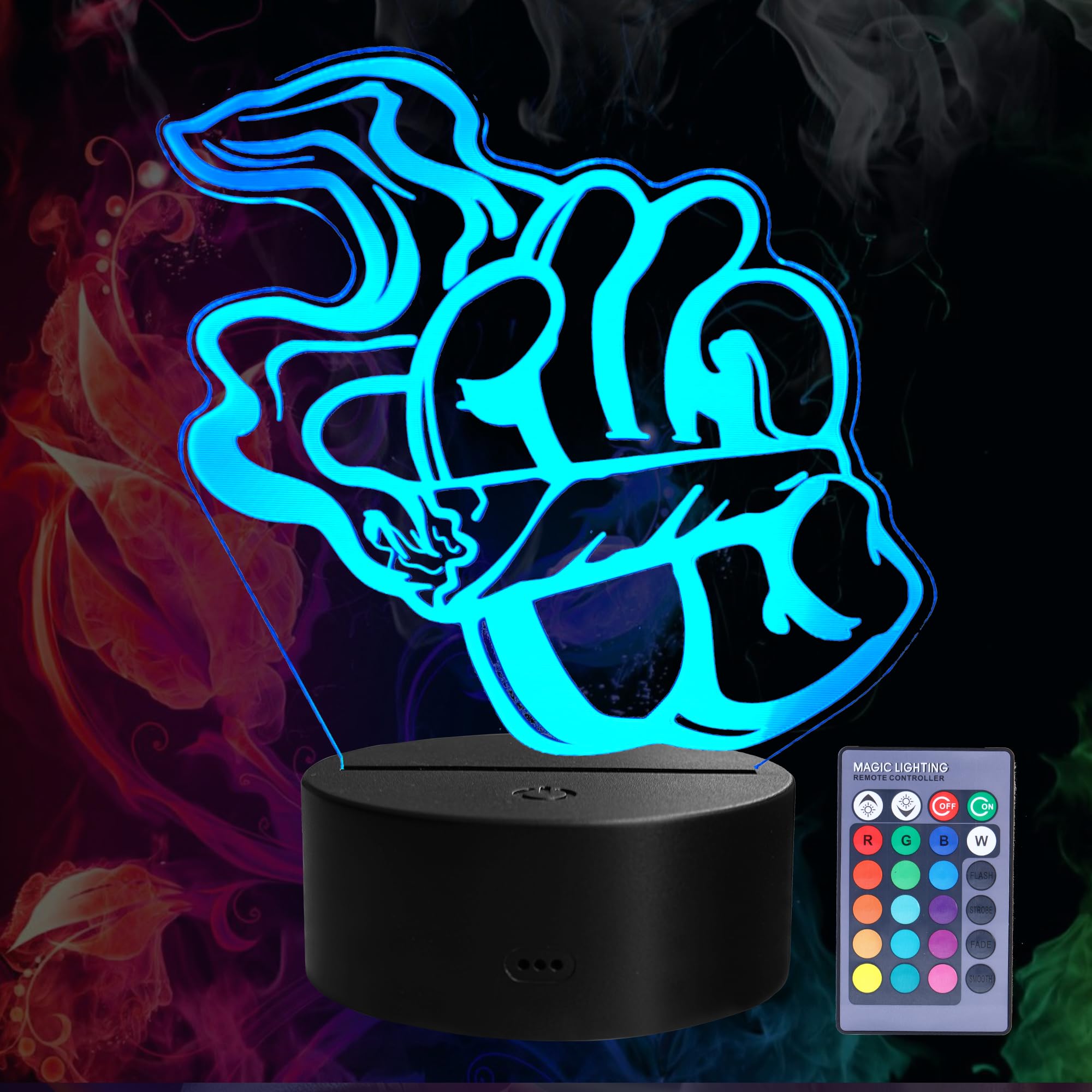 POSSHE Cool 3D Night Light, 3D Illusion Lamp with 16 Colors Changing, Remote Control and Dimmable, Kids Boys Girls Room Decoration, Holiday Xmas Gifts