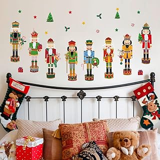 wondever Christmas Nutcrackers Wall Stickers Nutcrackers Soldier Peel and Stick Wall Art Decals for 2023 New Year Window Showcase Kids Bedroom