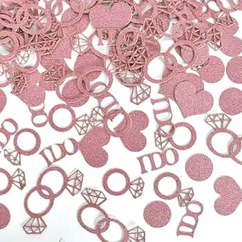 Coriandoli Glitter Oro Rosa Per Matrimoni - Forme Sposa, Anello, Diamante Per Addio Al Celibato - 6