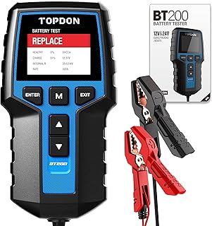 Car Battery Tester TOPDON BT200 12V&24V Battery Load Tester with Battery Health Check Cranking & Charging Test 2.4-in Color LCD Display for 100-2000CCA Batteries, Black