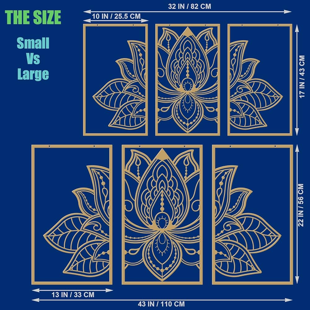 ESTART Large Metal Mandala Wall Decor, Unique Lotus Flower Wall Art For Home Room Bedroom Office Indoor Outdoor Decoration White