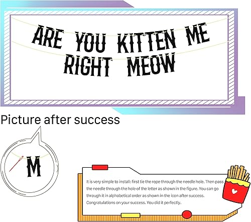 Miniatura 2 de Cartel de "Are You Kitten Me Right Meow, pancarta de gatito, decoración de fiesta de gato, pancarta de maullido, decoración de fiesta de primer