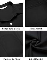 Vista 35 de COOFANDY Camisa Oxford de manga larga con botones para hombre, camisas de vestir de ajuste regular