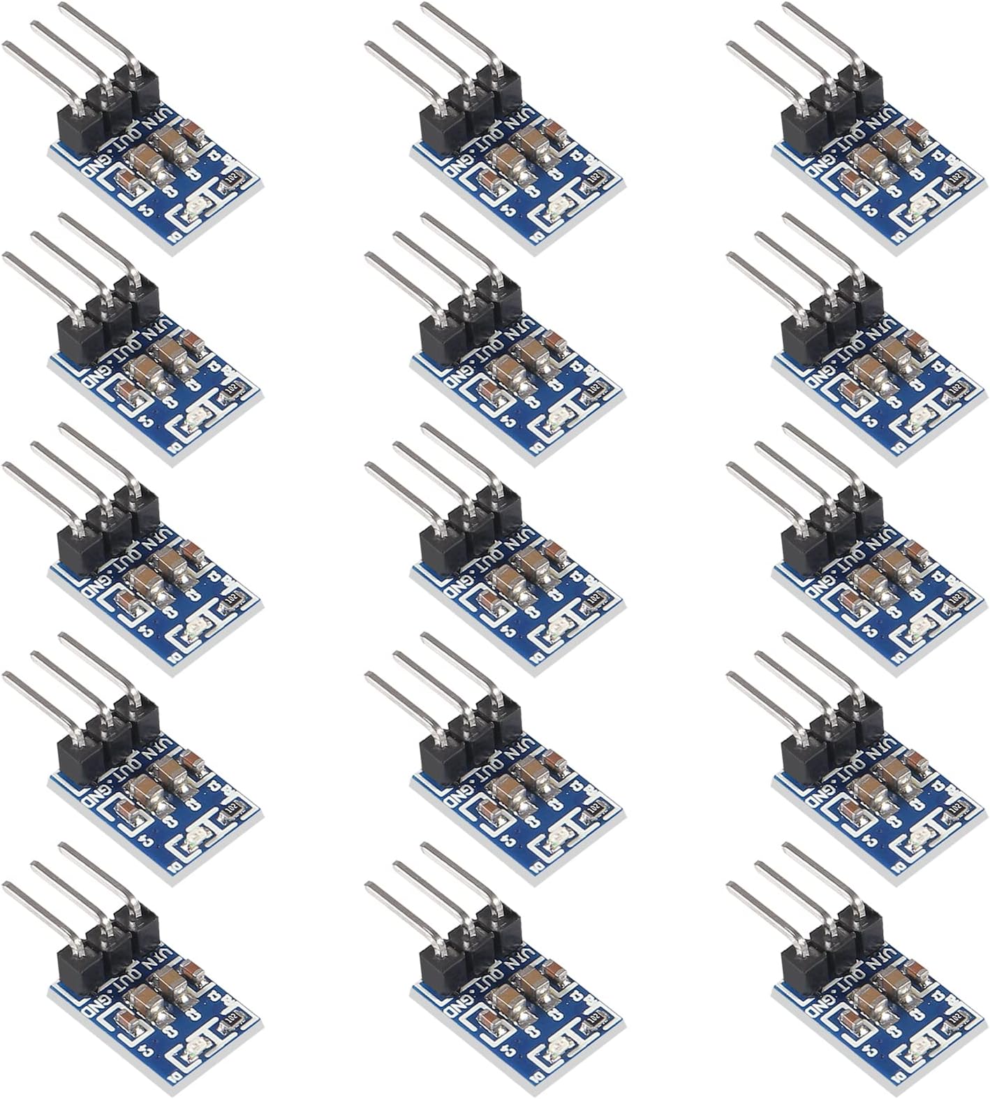 15Pcs 5V to 3.3V DC-DC Step Down Power Supply Buck Module AMS1117 3.3V 800MA Automatic Adjustable Boost Board Start Limit Voltage