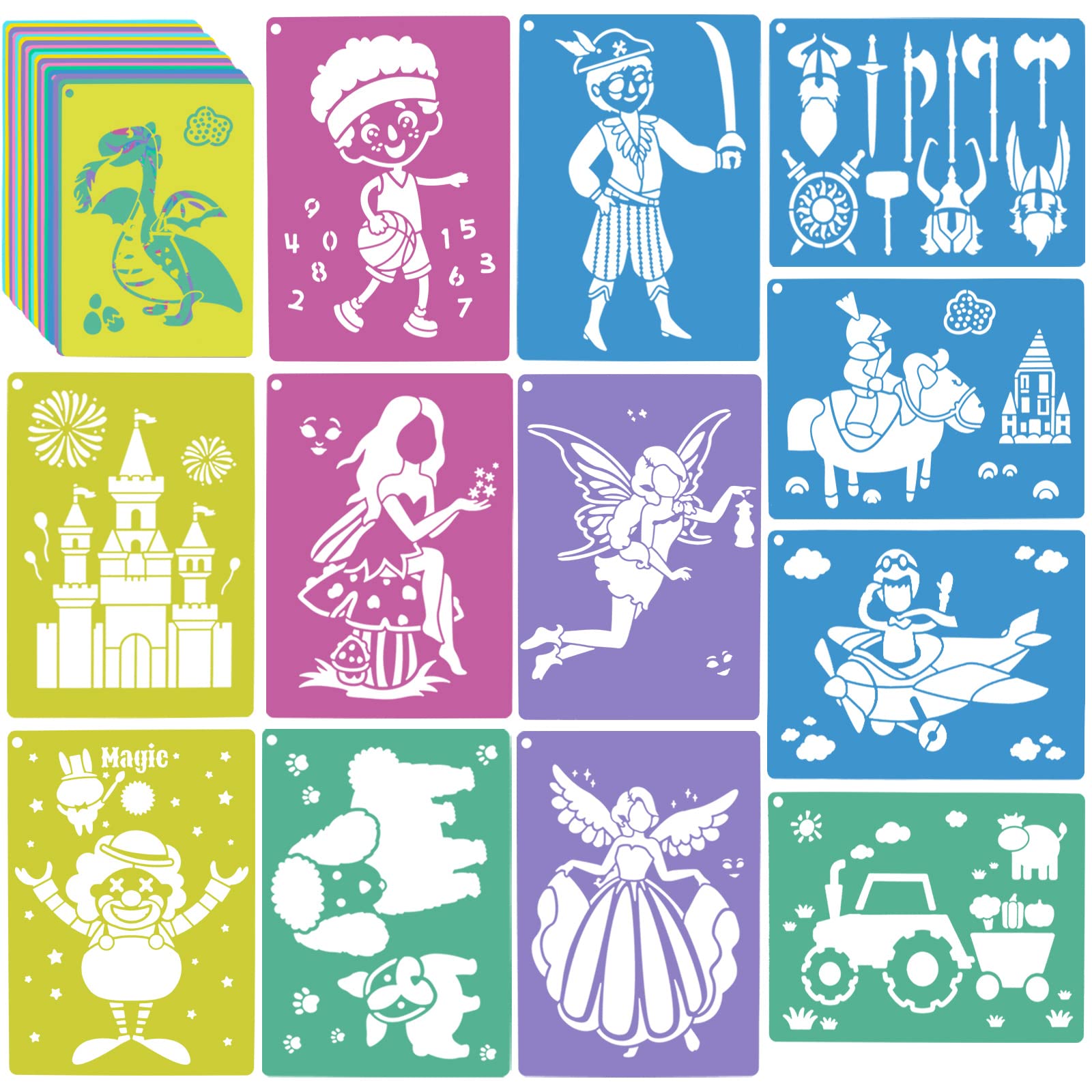 amazon-com-jecarden-30-pcs-stencils-for-kids-sidewalk-chalk-stencils-7-x-9-85-inch-colorful-large-stencils-washable-craft-fun-chalk-stencils-reusable-drawing-stencils-for-craft-projects-toys-games