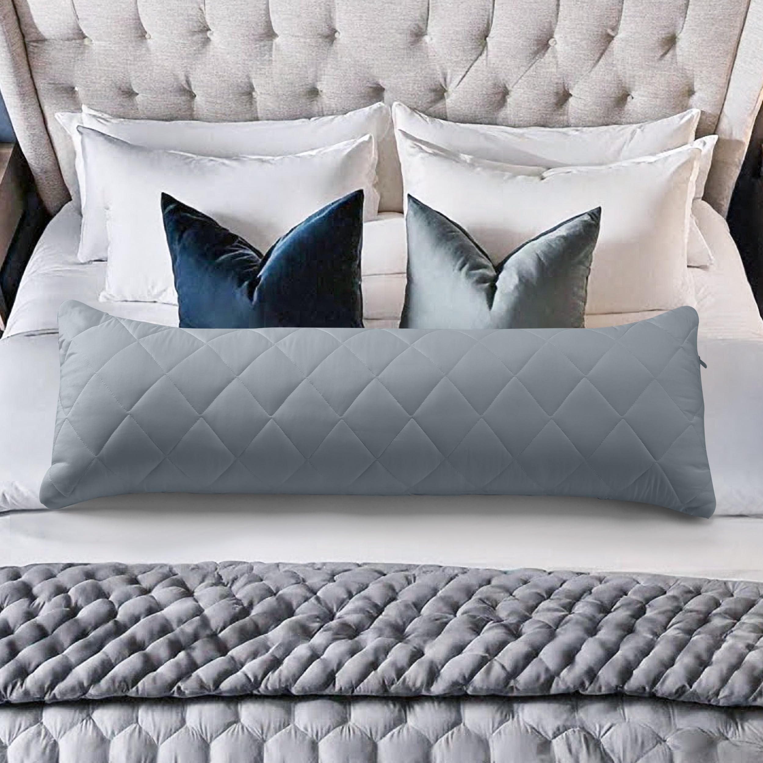 Utopia Bedding Poduszka do Spania na Boku 40 x 145 cm, Pikowane Poduszka na Ciała, Długa Poduszka Ciążowa do Wsparcia Ciążowego, Poduszka do Ciała Dla Osób Śpiących na Boku (Szary)