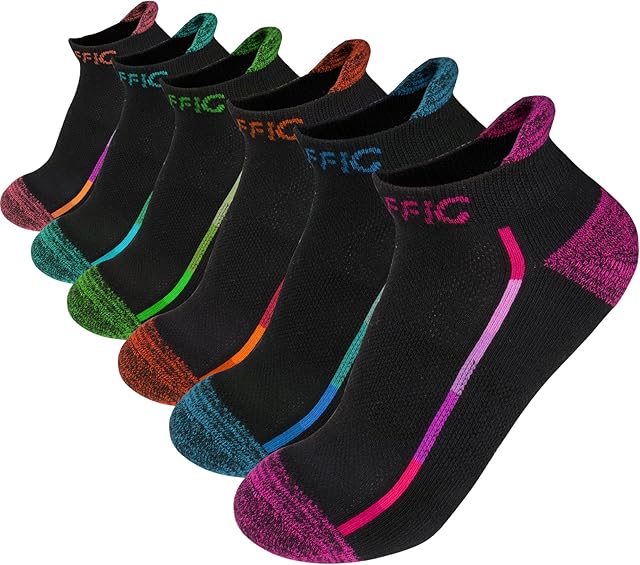 Women Athletic Socks, Running Hiking Socks Sports Sneaker Socks Outdoor Hiking Climbing Socks No Blister Terry Cushion, Breathable, Moisture Wicking Sport Low Cut Socks 6 pairs