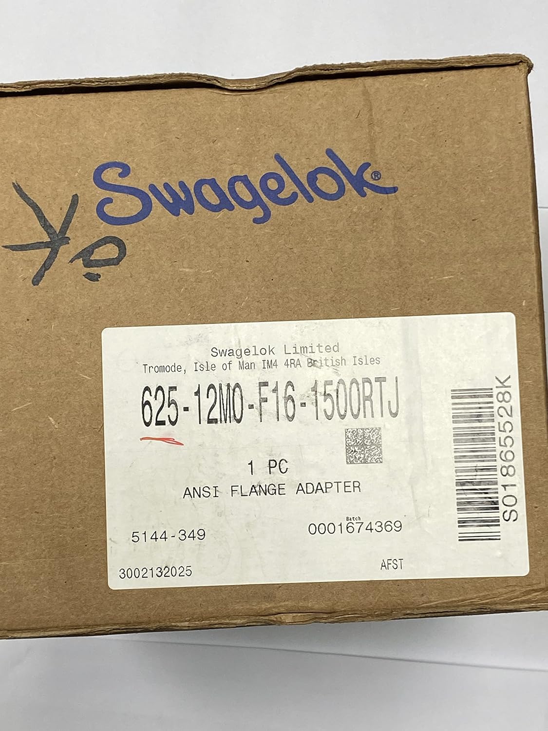 SWAGELOK 625-12M0-F16-1500RTJ INCONEL Alloy 625 Nickel Chromium ANSI RTJ Flange 1" Adapter, Class 1500, Tube OD 12mm, B564 N06625