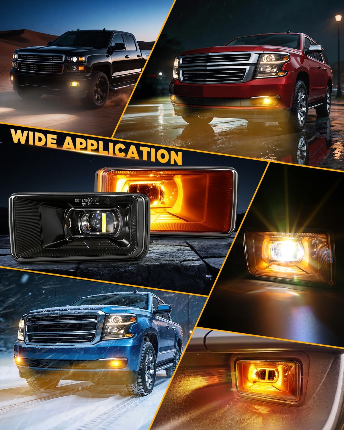 Auxbeam 60W LED fog lights Lamps with DRL, Bumper Fog Lights for Chevy Silverado 2008-2014 Suburban Tahoe 2007-2015 Avalanche 2007-2013 GMC Sierra Yukon, Dot Approved, IP67 Waterproof, Black, Pair