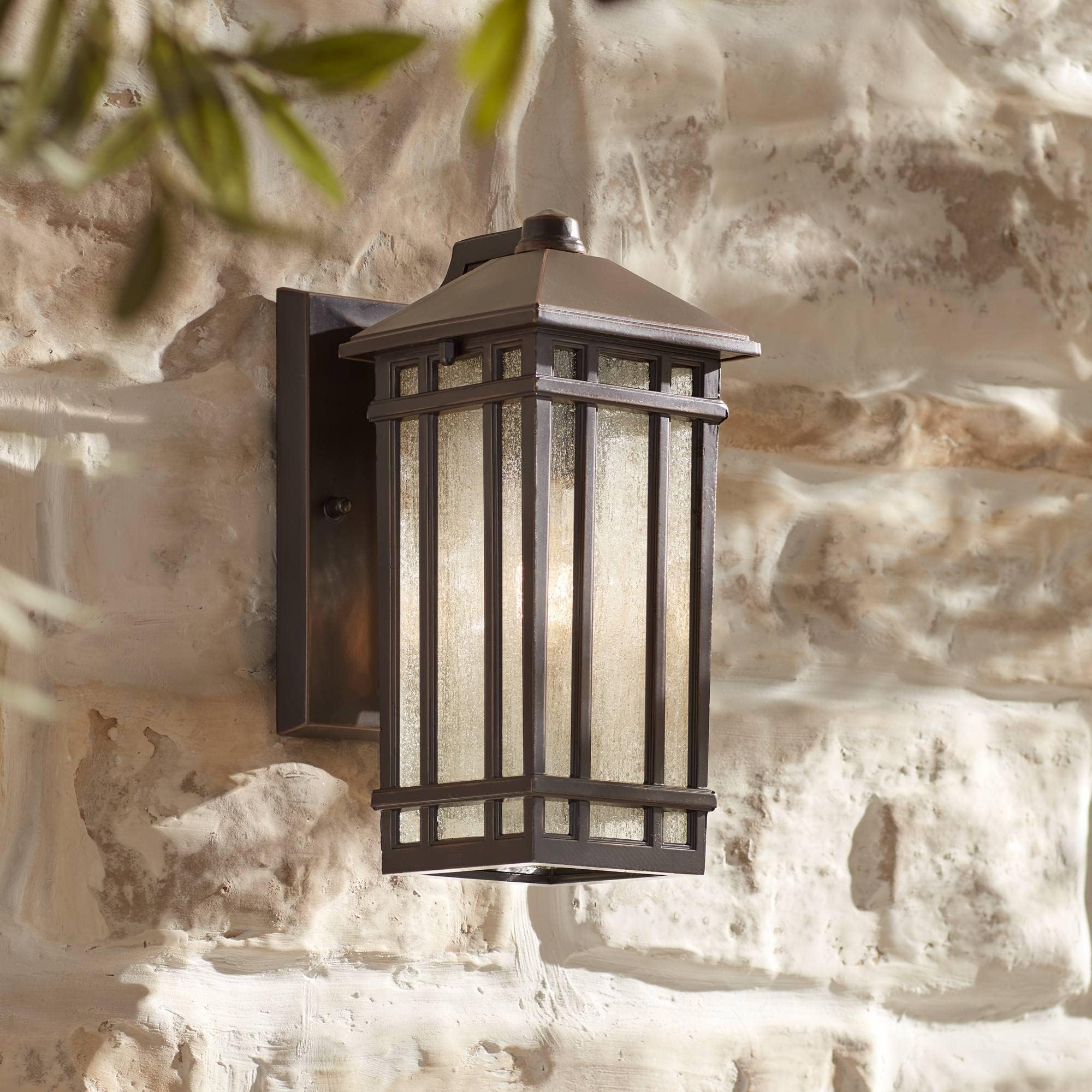 kathy ireland Sierra Craftsman Art Deco Outdoor Wall Light Fixture