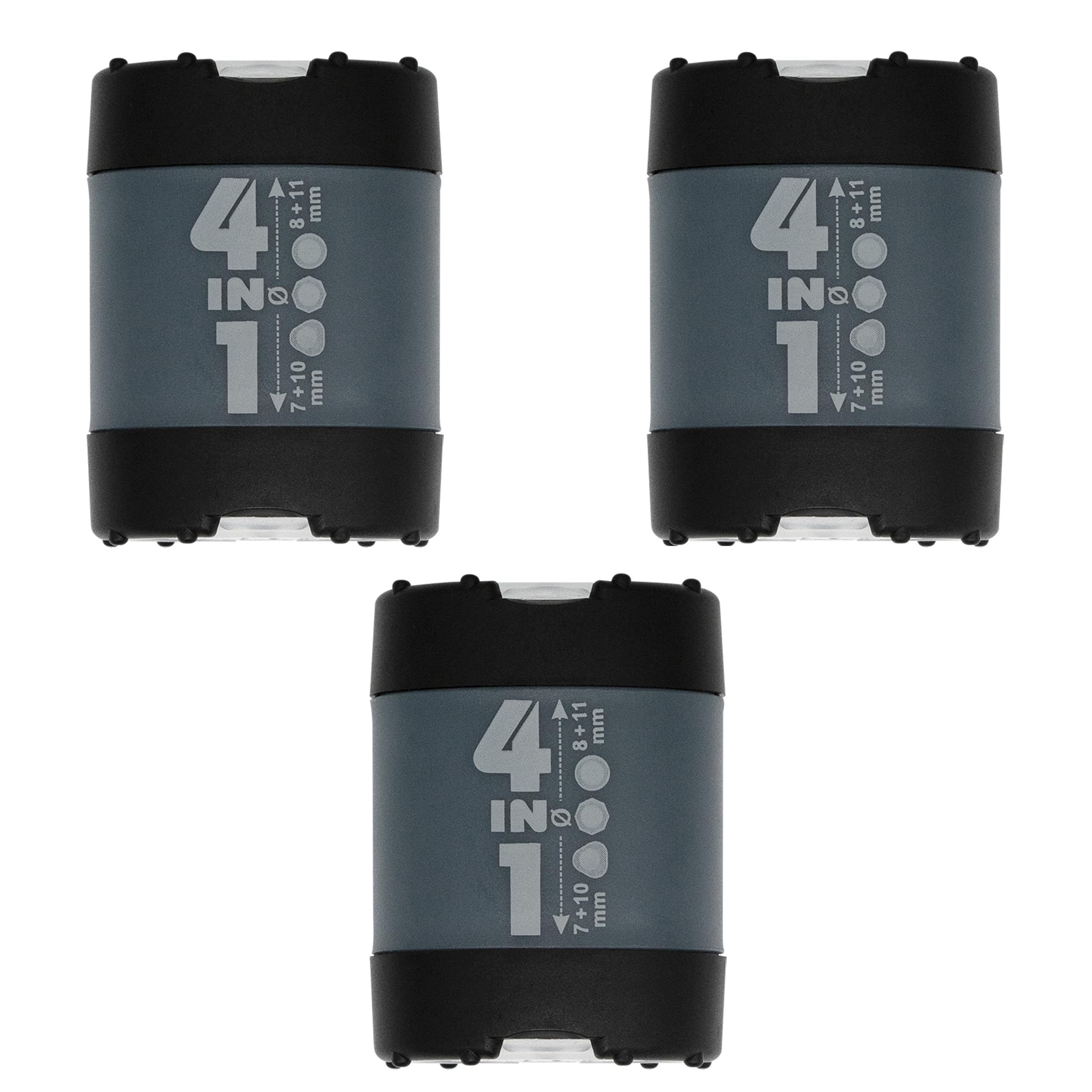KUM AZ1028316-S - Pencil Sharpener with Container 4-in-1 Black, 3 Sharpeners with Click Clack Closure Made of Plastic