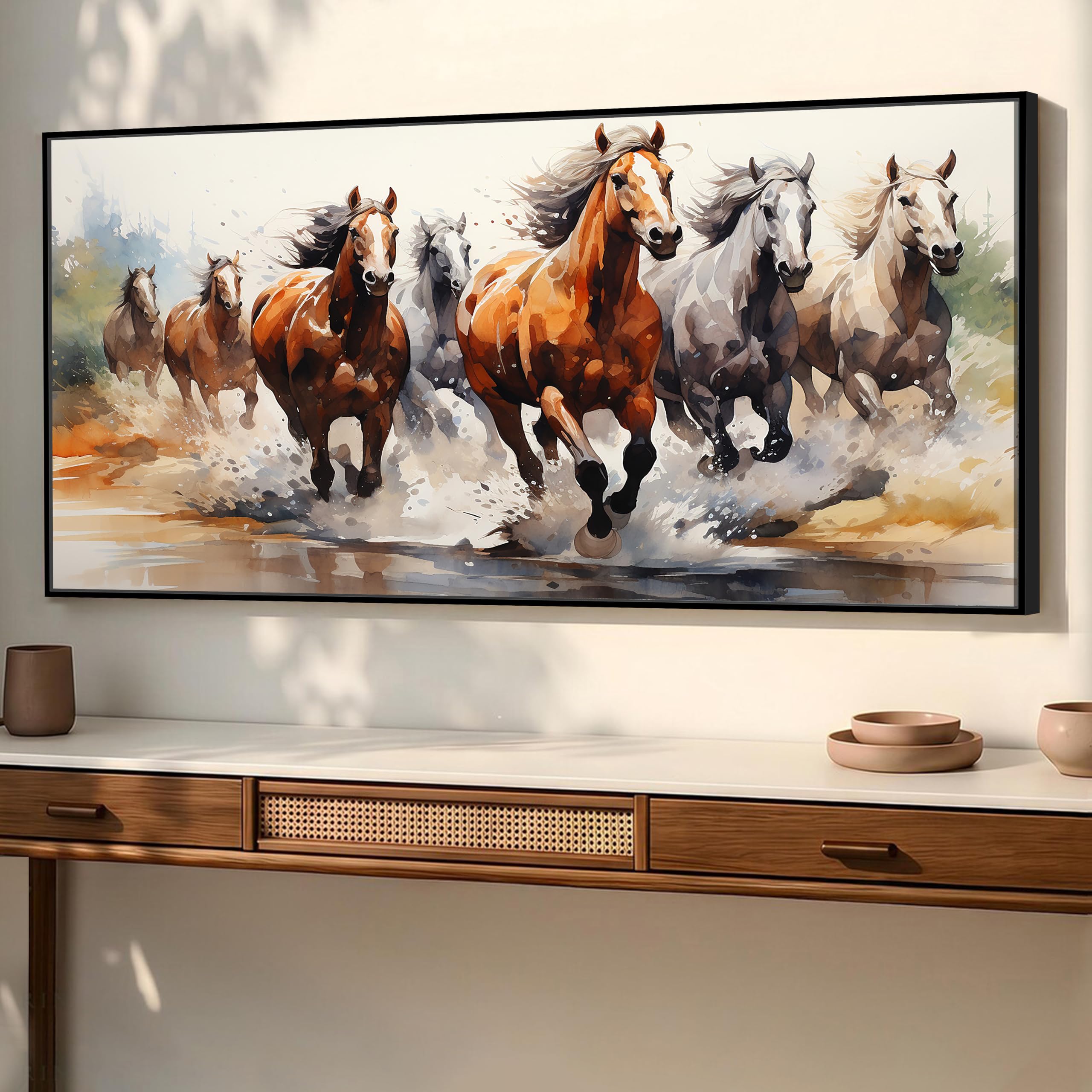 Vastu 7 Running Horses Painting - Luck & Prosperity -32
