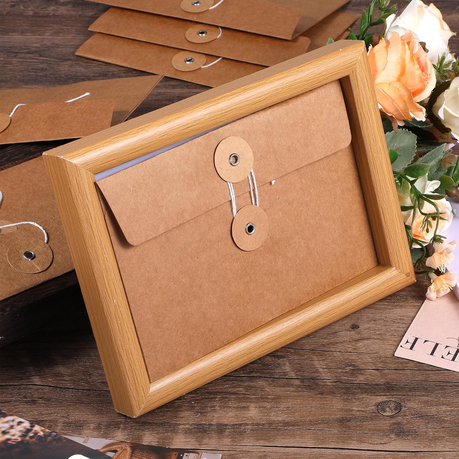 12 PCS Brown Envelopes 4.2x6.7 Inch Vintage Envelopes with Button and String Closure, Brown Envelope Gift Card Postcard Envelope Invitation Envelopess for Mail Postcard Photo Card Coin Stamp - Image 6