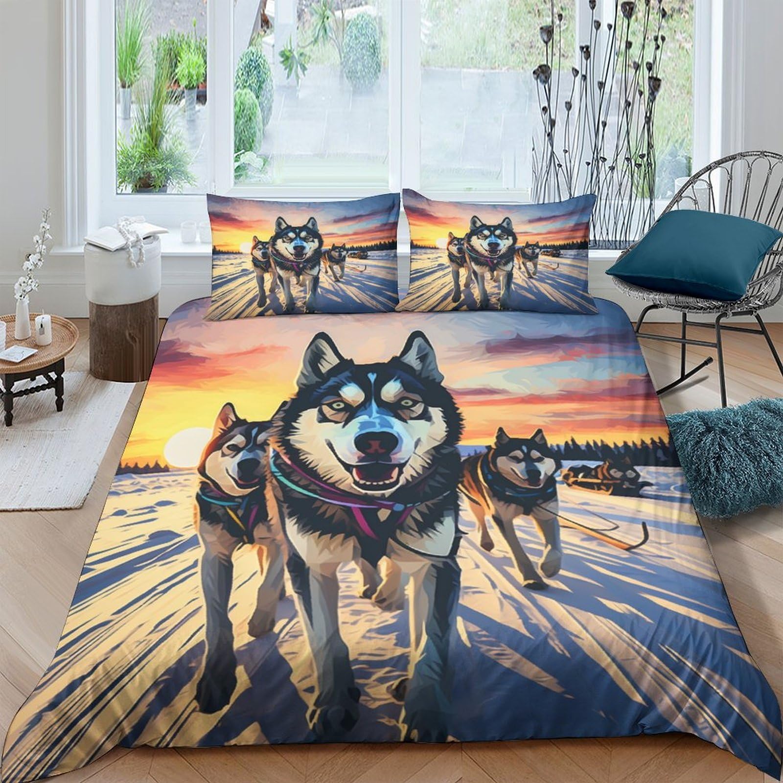 Housse de couette Alaskan Sled en microfibre haut de gamme respirante 3 pièces double