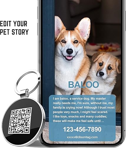 Miniatura 4 de Etiqueta de perro con código QR, etiquetas de identificación de mascotas, etiquetas de nombre de perro personalizadas, etiqueta de identificación de