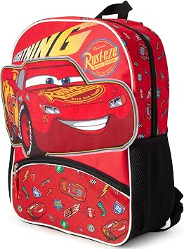 Fast Forward Cars Lightning McQueen Kids Backpack 16 3D School Bookbag