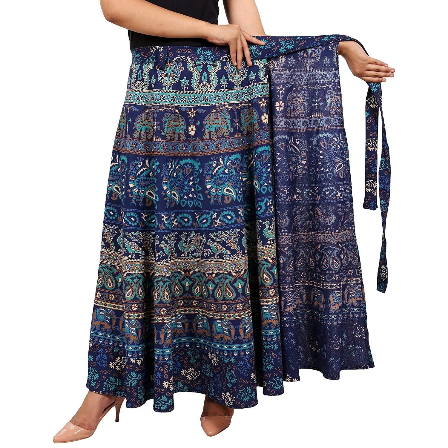 Womens Jaipuri Cotton Printed Wrapper Skirt