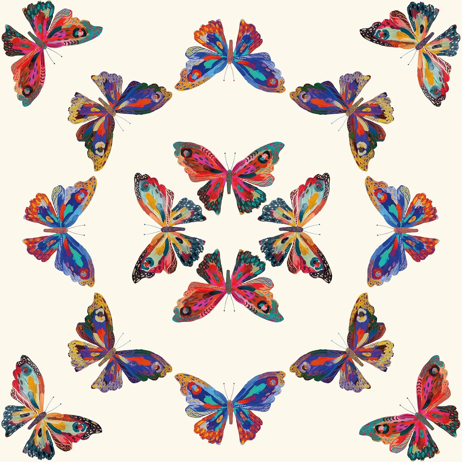 RoomMates RMK12701PLW EttaVee Cream Multi Papillon Peel and Stick Wallpaper