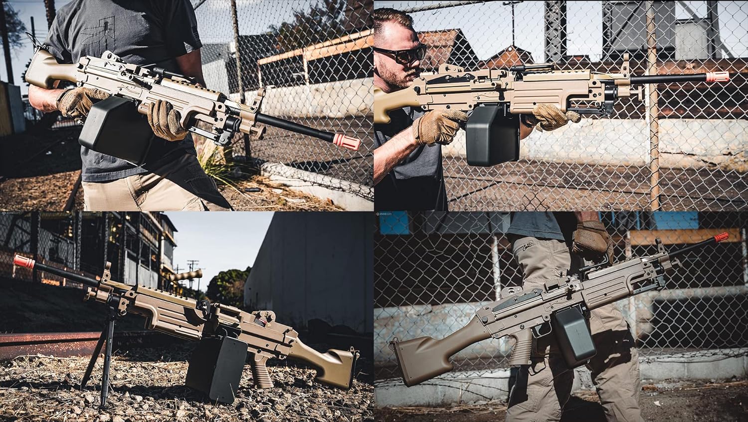 Evike Airsoft - A&K/Cybergun FN Licensed Middleweight M249 Minimi Airsoft Saw (Model: MK46 / Dark Earth)