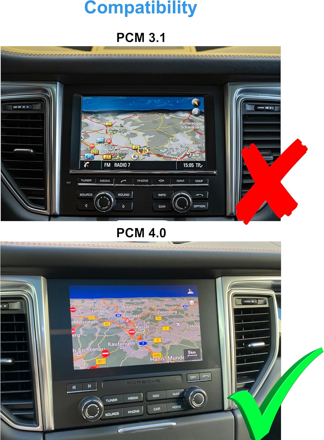 Compatibility comparison of PCM 3.1 and PCM 4.0 in Porsche Macan