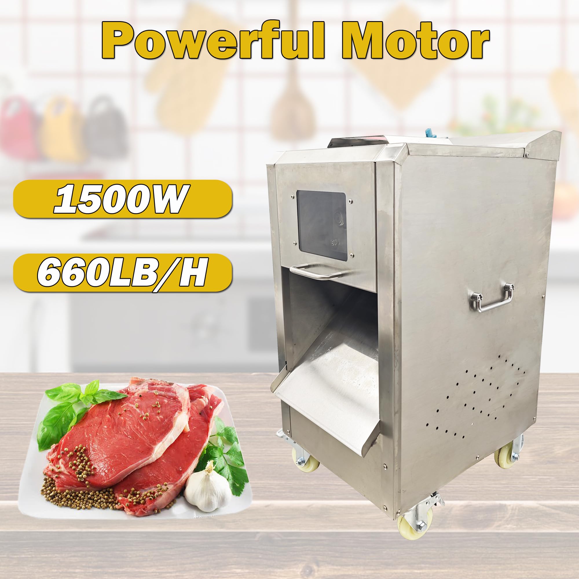 HQHAOTWU 2mm Electric Meat Cutter Commercial Meat Slicer Fresh Meat Cutting Machine for Meat Slicing Shredding Dicing(TJ-105L Series)