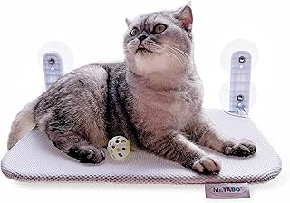 Cat Hammock for Window Perch Cat Bed-Foldable, and Sturdy Cat Window Bed Perch for Large Indoor Cat-Can be Wall Mounted Cat Hammock-1 Small Ball Cat Toy-1 Additional Suction Cup Included.